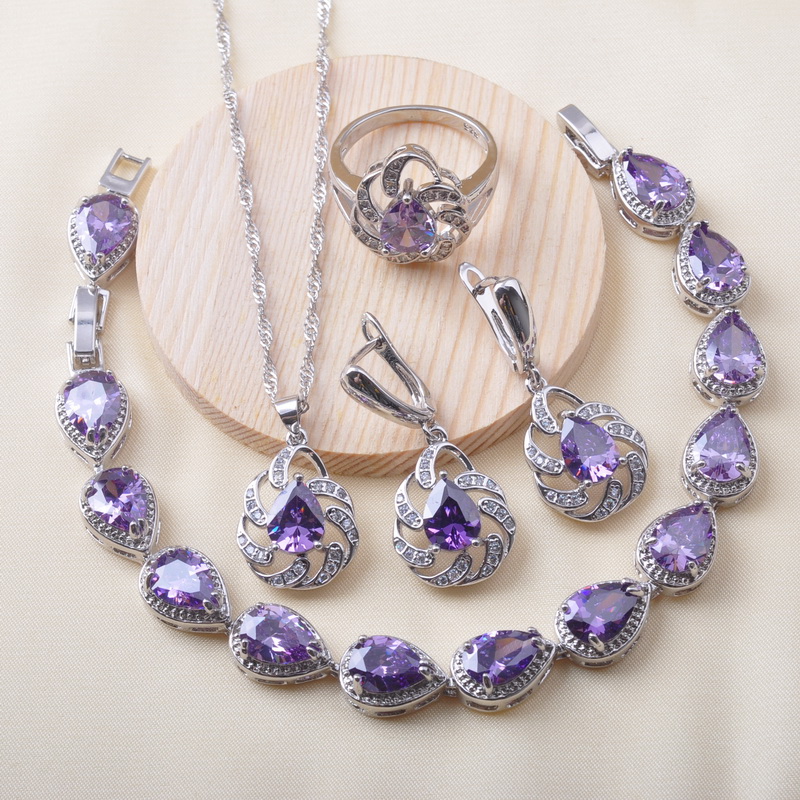 Natural Purple Crystal 925 Silver Jewelry Sets For Women Bridal jewelry Bracelet Earrings Ring Pendant Birthday Gift QS0633, As pic
Natural Purple Crystal 925 Silver Jewelry Sets For Women Bridal jewelry Bracelet Earrings Ring Pendant Birthday Gift QS0633, As pic