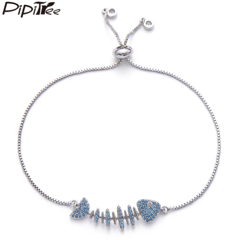 Anklets Pipitree Unique Blue CZ Zircon Fish Bone Charm Bracelets For Women Fashion Adjustable Chain Bracelet Friendship Jewelry Gift
Anklets Pipitree Unique Blue CZ Zircon Fish Bone Charm Bracelets For Women Fashion Adjustable Chain Bracelet Friendship Jewelry Gift