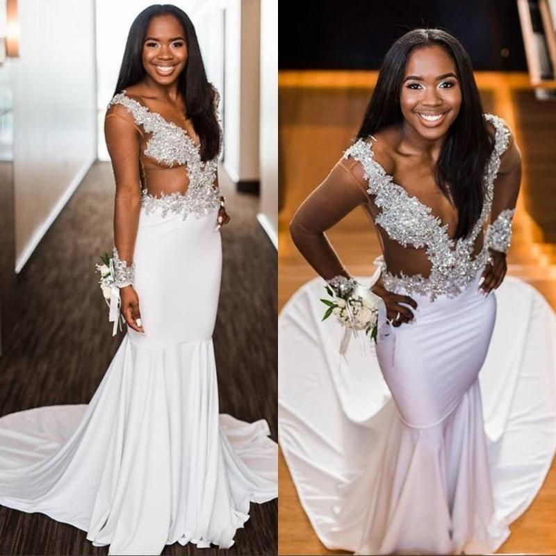 Black Girls Sexy Mermaid Wedding Dresses Long Illusion Sleeves Lace Applique Sweep Train Formal Wedding Gowns, Pink
Black Girls Sexy Mermaid Wedding Dresses Long Illusion Sleeves Lace Applique Sweep Train Formal Wedding Gowns, Pink