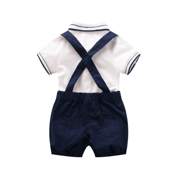 Baby Boys Summer Rompers with Gentleman's Bow Tie - Breathable Cotton Overall Set for Kids