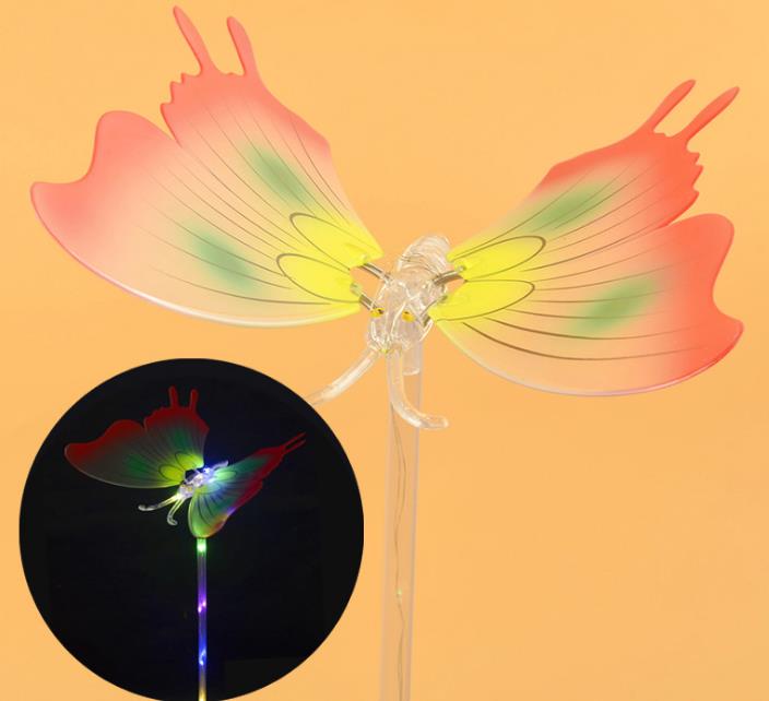LED Changing Light Color Butterfly Stick Flashing Blinky Light Up Princess Wand Party Festival Night Decoration Birthday gift 65cm long