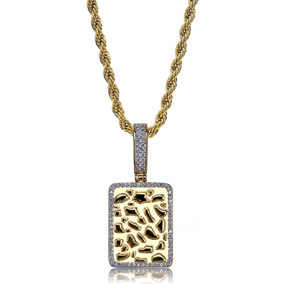 Unisex Gold Plated CZ Cublic Zirconia Gold Bullion Statue of Liberity Rectangle Pendant Necklace Twist Chain Lots Style Hiphop Jewelry Gifts