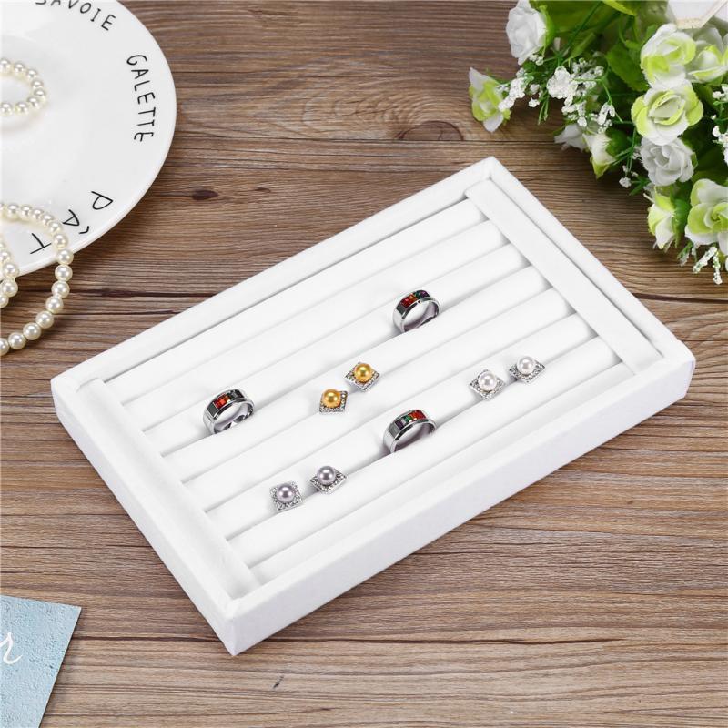 Portable Velvet Jewelry Ring Earring Insert Display Cufflinks Organizer Box Wooden Flat Stackable Tray Holder Storage Showcase C19021601