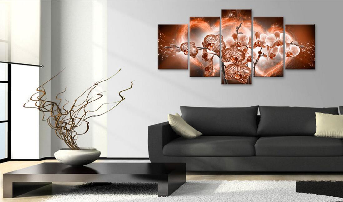5PCS/Set Orchid Flower Art Print Frameless Canvas Painting Wall Picture Home Decoration No Frame(Color: Multicolor)