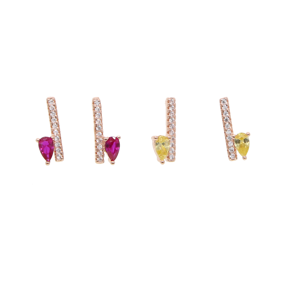 2018 High quality colorful Multi Color CZ Stone teardrop square shape Stud Earring for Girls 2018 New Fashion Christmas gift Jewelry