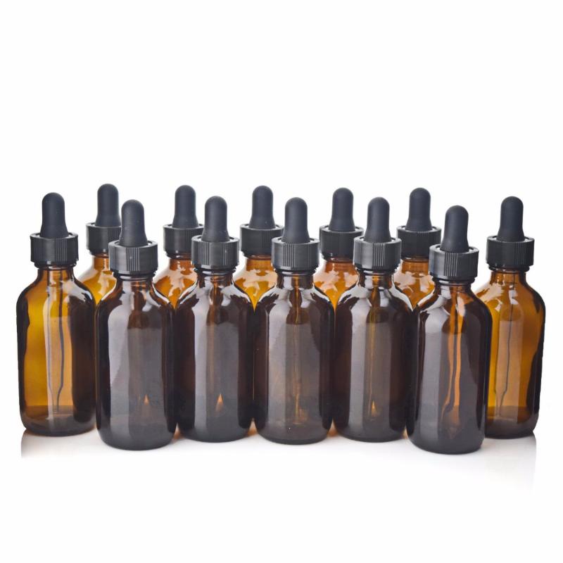 12pcs 60ml Amber Glass Eye Dropper Bottles Empty Brown Glass Pipette Bottle for Essential Oils Lab Chemicals Cosmetic Containers