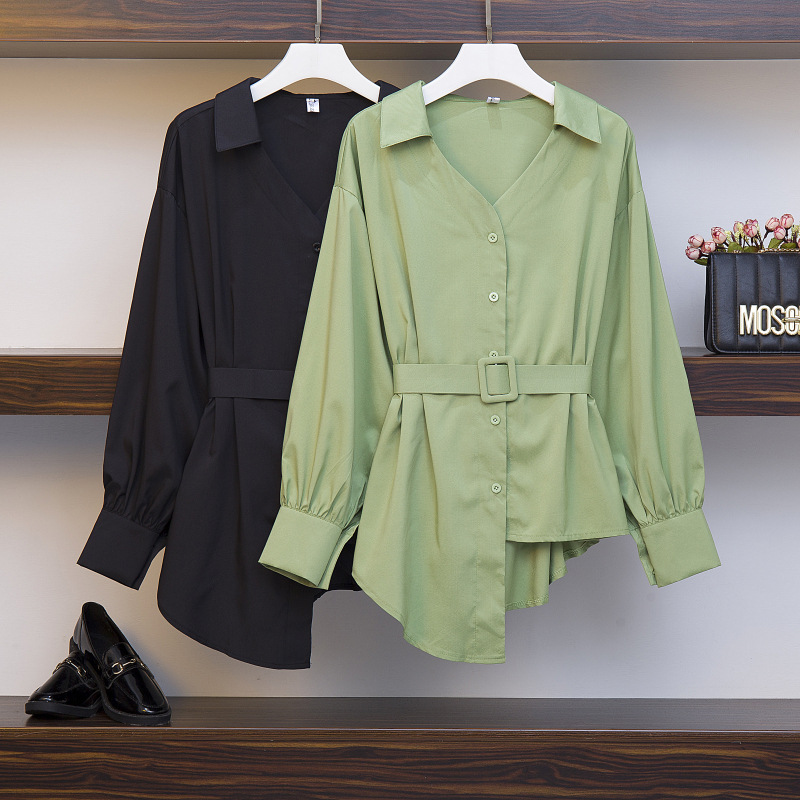 Fashion Belt Solid Women Shirts V-Neck Long Sleeve Office Ladies Blouse Business Irregular Hem Women Tops and Blouses Plus Size, Black
Fashion Belt Solid Women Shirts V-Neck Long Sleeve Office Ladies Blouse Business Irregular Hem Women Tops and Blouses Plus Size, Black