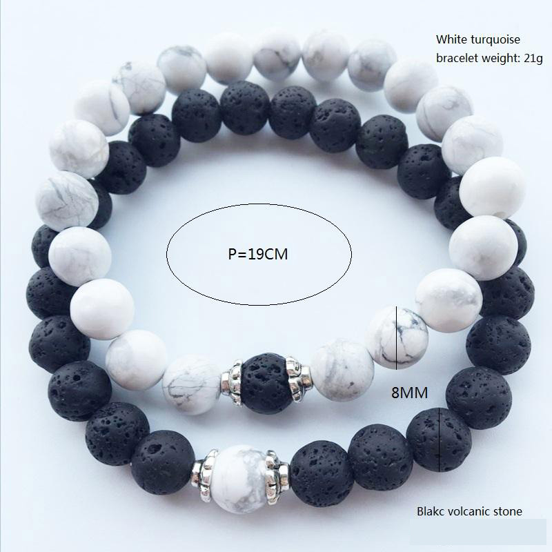 Wholesale-Stone Bracelets 2018 Hot New Lava Volcanic Stone White Turquoise Bracelet Wholesale Handmade Beads Bracelets for Men Women Jewelry