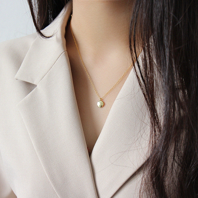 New Simple Style 925 Sterling Silver Geometric Round Circle Necklaces&Pendant For Women Girls Wedding Necklace Fine Jewelry Lovers Gifts