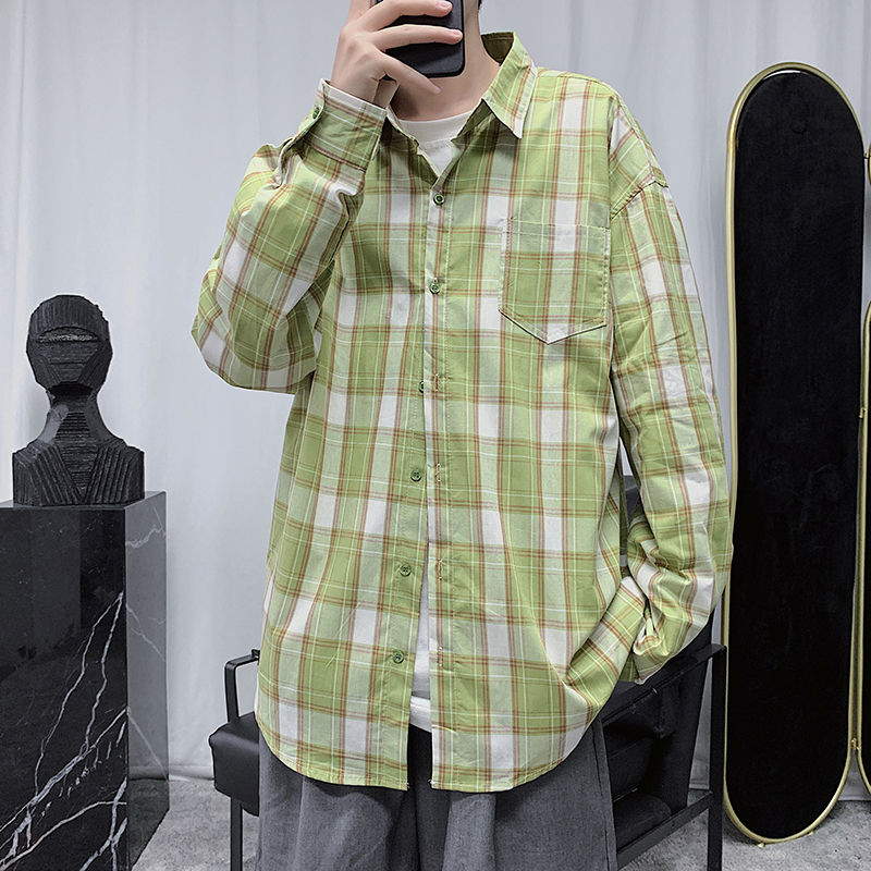 2020 Spring And Autumn New Youth Popular Couple Color Matching Plaid Single-breasted Long-sleeved Shirt Fashion Casual Shirt, Green
2020 Spring And Autumn New Youth Popular Couple Color Matching Plaid Single-breasted Long-sleeved Shirt Fashion Casual Shirt, Green
