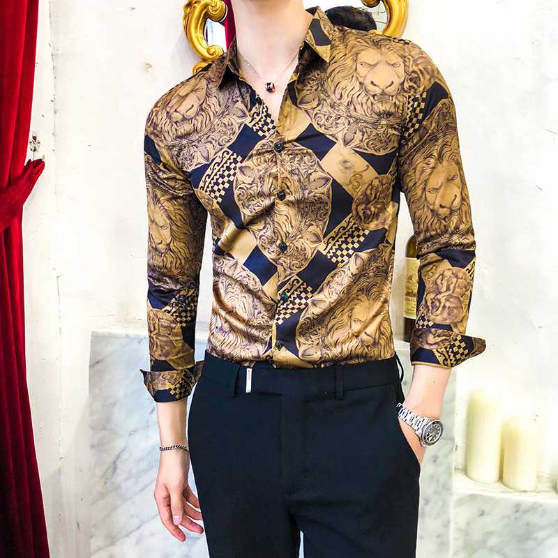 Men's Casual Shirts Luxury Gold Print Shirt Men Fashion Brand Long Sleeve Dress Slim Tuxedo Street Wear Club Social Top
Men's Casual Shirts Luxury Gold Print Shirt Men Fashion Brand Long Sleeve Dress Slim Tuxedo Street Wear Club Social Top