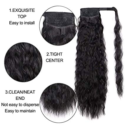 Ciara Long Ponytail Hair Extension 1 Piece Hairpiece Human Wrap Around Pony Tail Clip in Hair Extensions for Girl Lady Woman 140g