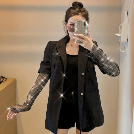 2019 New Autumn Solid Blazer For Women Long Sleeve Diamond Patchwork Long Elegant Coat Female Fashion women Clothing DB176, Black
2019 New Autumn Solid Blazer For Women Long Sleeve Diamond Patchwork Long Elegant Coat Female Fashion women Clothing DB176, Black
