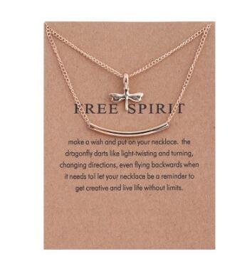 Fashion-Necklaces With Card Gold Skull Elephant Infinity Pendant Double Layer Clavicle Necklace For Women MultiLayer Jewelry Christmas Gift
