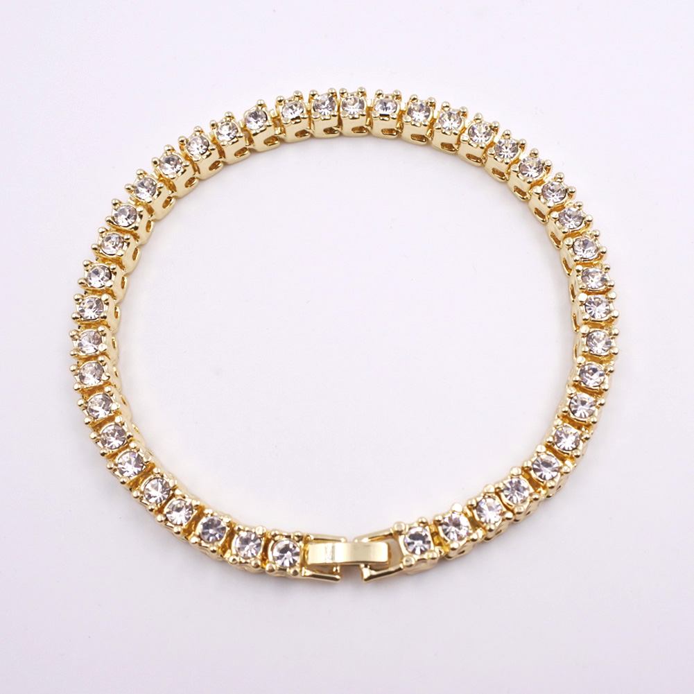 5mm Hip Hop Diamond Stone Tennis Chain Bracelets Necklace Cool Men Women Aolloy 18K Gold Plated Chains
