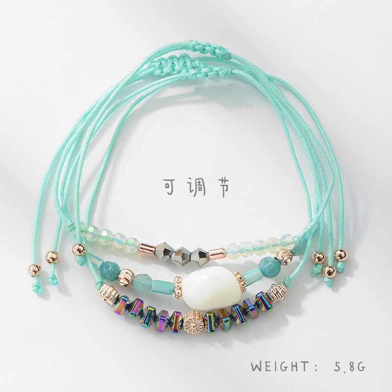 Natural stone hand-woven bracelet boho jewelry beaded ladies men's link wrist stretch chain bracelet set