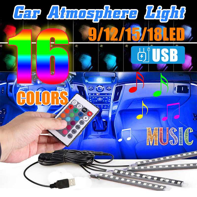 9/12/15/18 LED USB Car RGB LED Strip Light 16 Colors DJ Music Car Styling Decorative Atmospheres Lamps Interior Light
9/12/15/18 LED USB Car RGB LED Strip Light 16 Colors DJ Music Car Styling Decorative Atmospheres Lamps Interior Light