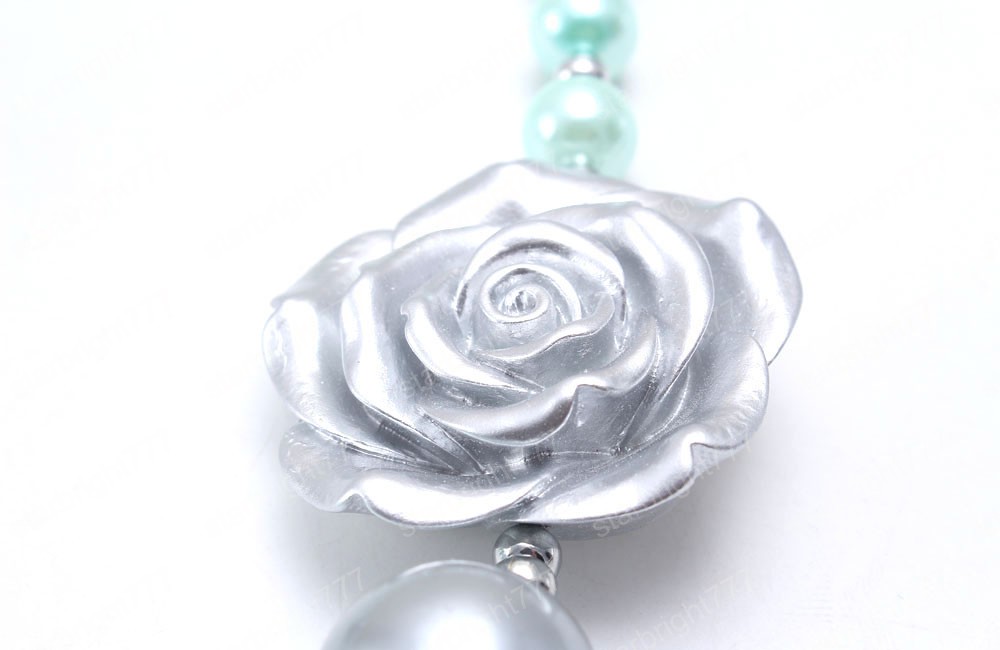 Spring Style Chunky Beads Necklace Child Girls Kids Mint Green Bubblegum Beads Chunky Necklace Fashion Handmade Jewelry