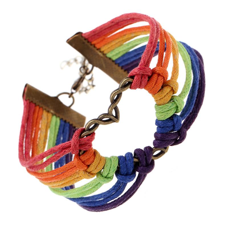 Wholesale-2016 Pulsera Gay Pride multicolor "PRIDE"leather bracelets Hot COLOR jewelry Lesbian LGBT bracelets for Men and Women collares