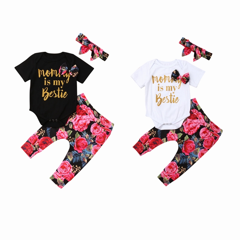 Newborn Baby Summer Floral Dress 3Pcs Short Sleeve Letter Romper Pants Headband Fashion Outdoor Outfit, Black
Newborn Baby Summer Floral Dress 3Pcs Short Sleeve Letter Romper Pants Headband Fashion Outdoor Outfit, Black