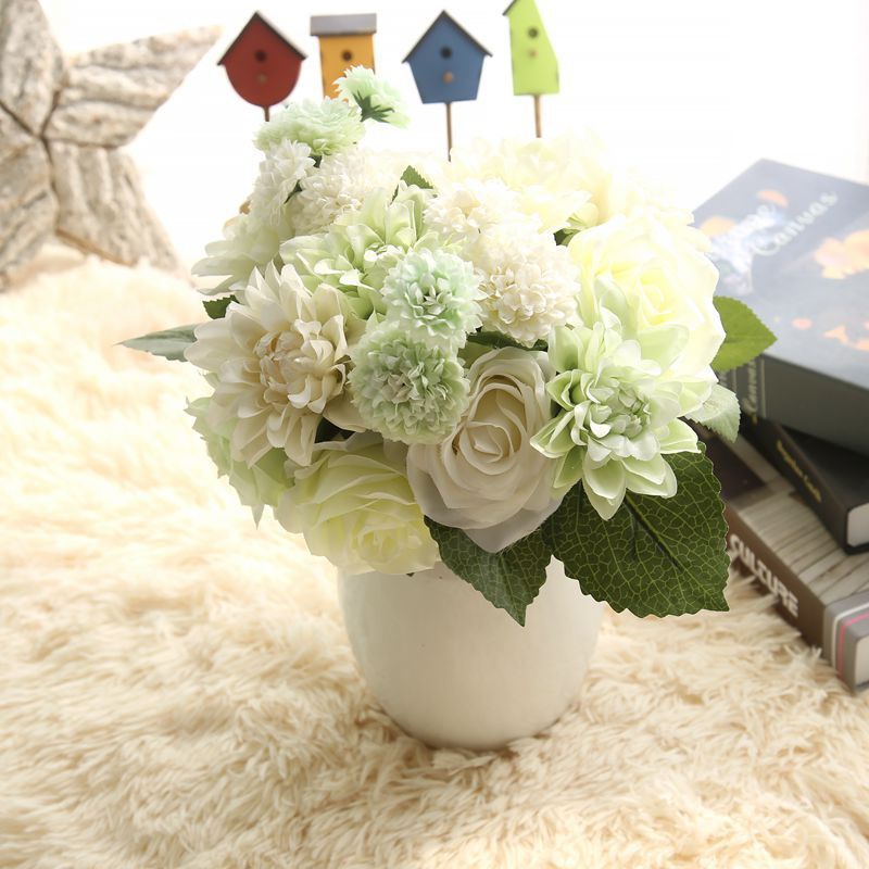

Artificial Flower Bouquets 10 Heads Rose Dahlia Daisy Fake Flowers For Home Garden Office Party Bridal Wedding Decor