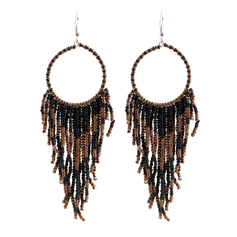 Bohemia National Style Earrings Handmade Beaded Fashion Multilayer Tassels Bead Long Dangle Earrings Women Girls Jewelry Gift 7 Styles