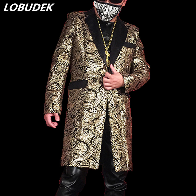 Customized Men's Gold Sequins Long Blazers Fashion Slim Coat Tide Male Singer Host Stage Performance Clothes Nightclub DS Clothing Costume
Customized Men's Gold Sequins Long Blazers Fashion Slim Coat Tide Male Singer Host Stage Performance Clothes Nightclub DS Clothing Costume