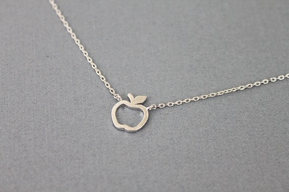 10PCS Hollow Outline Funny Simple Geometric Fruit Apple Shape Pendant Chain Necklaces for School Mentor Teacher Women Graduation Gifts