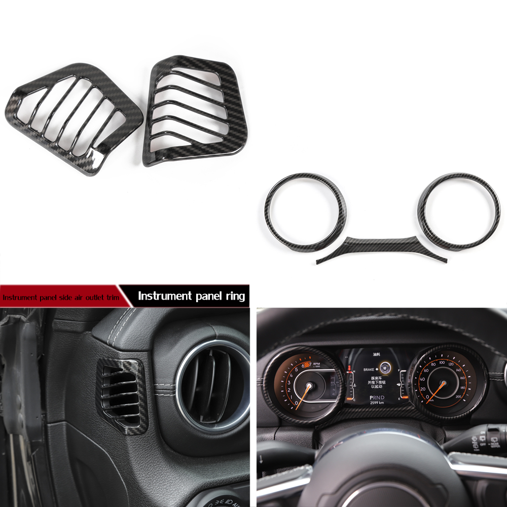 Carbon Fiber ABS Interior Kit Accessories Decoration Cover Trim For Jeep Wrangler JL 18+ 23pc Interior Accessories