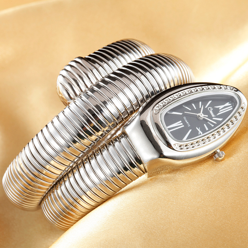 2019 CUSSI Luxury Brand Snake Watch Gold Womens Watches Silver Quartz Wristwatches Ladies Bracelet Watch Reloj Mujer Clock Gift, Slivery;brown
2019 CUSSI Luxury Brand Snake Watch Gold Womens Watches Silver Quartz Wristwatches Ladies Bracelet Watch Reloj Mujer Clock Gift, Slivery;brown