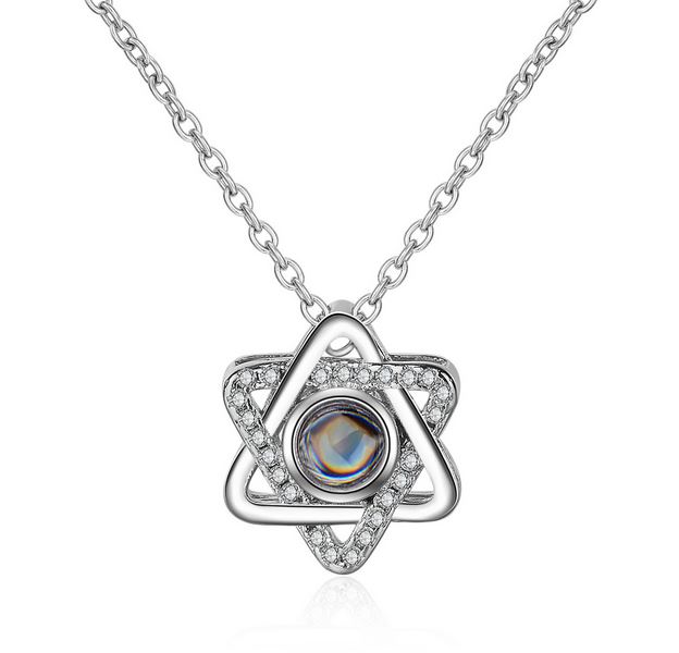 100 languages 520 I love you six-pointed star necklace star silver chain one hundred sentences I love you fashion wild models
