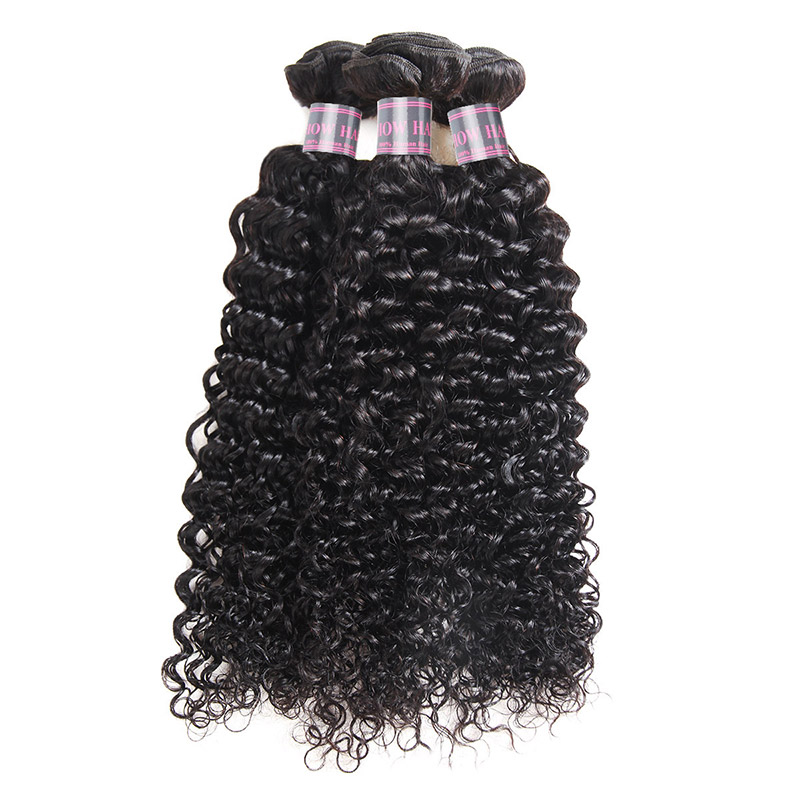 Ishow Deep Loose Brazilian Body Virgin Extensions Peruvian Human Hair Bundles Water Curly Wefts Weave for Women All Ages 8-28inch Natural Black