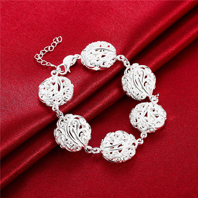 Hot sale best gift 925 silver Hollow flower bracelet series DFMCH235, Brand new sterling silver plate Chain link bracelets high grade