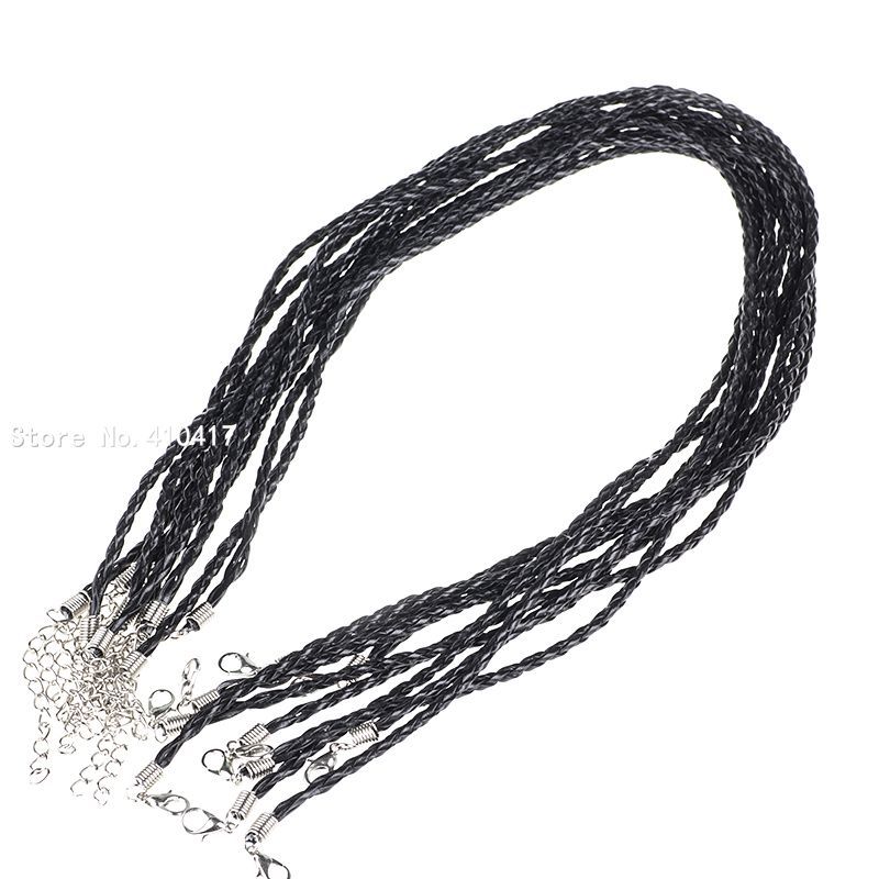 50pcs Length 12''-30'' Black 3mm Braided PU Leather Necklace Cord W Lobster Clasp Jewelry Findings, 14 inches 
50pcs Length 12''-30'' Black 3mm Braided PU Leather Necklace Cord W Lobster Clasp Jewelry Findings, 14 inches