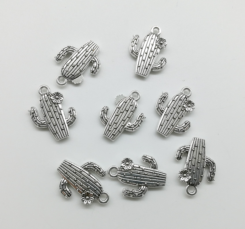 100pcs flower cactus Charms Pendants Retro Jewelry Accessories DIY Antique silver Pendant For Bracelet Earrings Keychain 2015mm