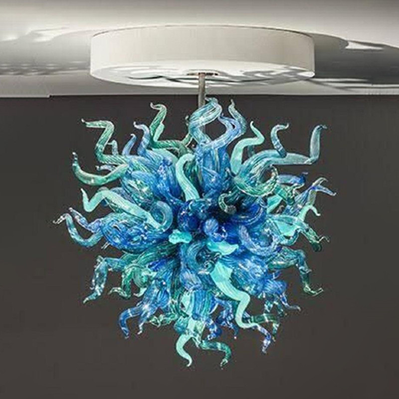Hand Blown Glass Chandelier Bedroom Home Decoration Lamps E27 Pendant Light 20 Inches Murano Glass Chandelier Modern Light Fixtures