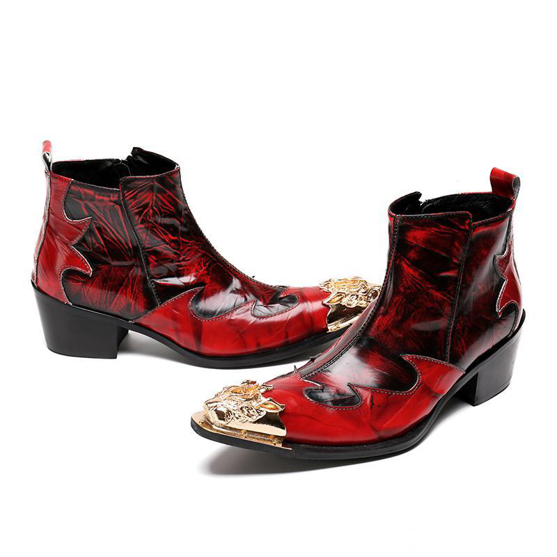 Mens fashion genuine leather boots men heels luxury metal pointed toe ankle boots red wedding shoes cowboy martin boots, As picture
Mens fashion genuine leather boots men heels luxury metal pointed toe ankle boots red wedding shoes cowboy martin boots, As picture