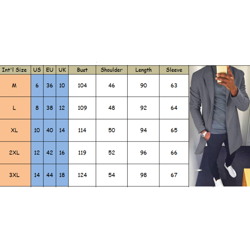 M-XXXL Autumn Winter Men Casual Coat Thicken Woolen Trench Coat Business Male Solid Classic Overcoat Medium Long Jackets Tops CJ191213