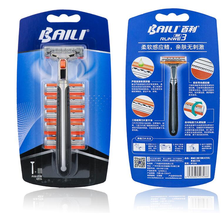 Men's 3 Blade Razor System - Mens Shaving Razors - Razor Handle With 6 Replacement Cartridges