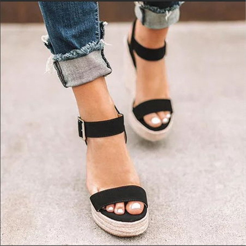 Hot Sale-Wenyujh Summer Ultra High Wedges Heel Fashion Open Toe Platform Elevator Women Sandals Shoes Plus Size Pumps 2019 Y190704