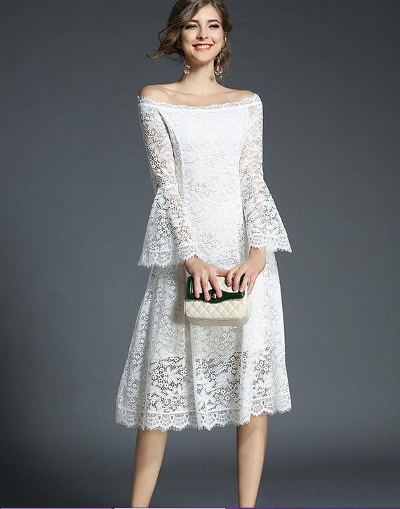 Lace summer bodycon dresses slash neck street style dresses Mid-Calf bell long sleeve ball gown, Red
Lace summer bodycon dresses slash neck street style dresses Mid-Calf bell long sleeve ball gown, Red