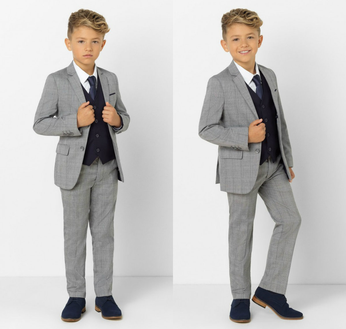 Light Grey Little Boy Formal Suits Dinner Tuxedos for Wedding Party Boy Groomsmen Kids Children Prom Suit Formal Wear (Jacket+Pants+Vest)