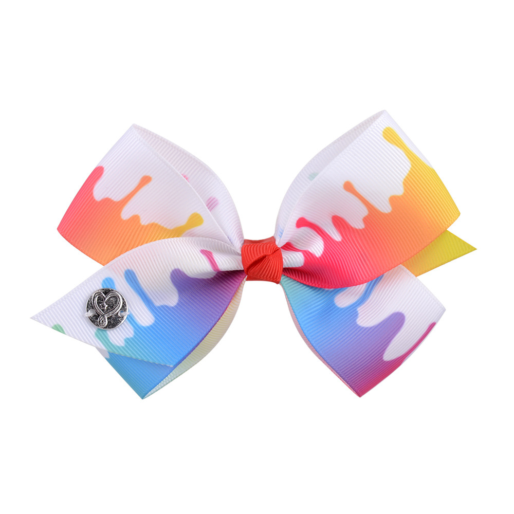 INS 21 colors 4.7" hair Bow girl Mermaid Unicorn print Barrettes Girl Hair Accessories Charming hair clipper