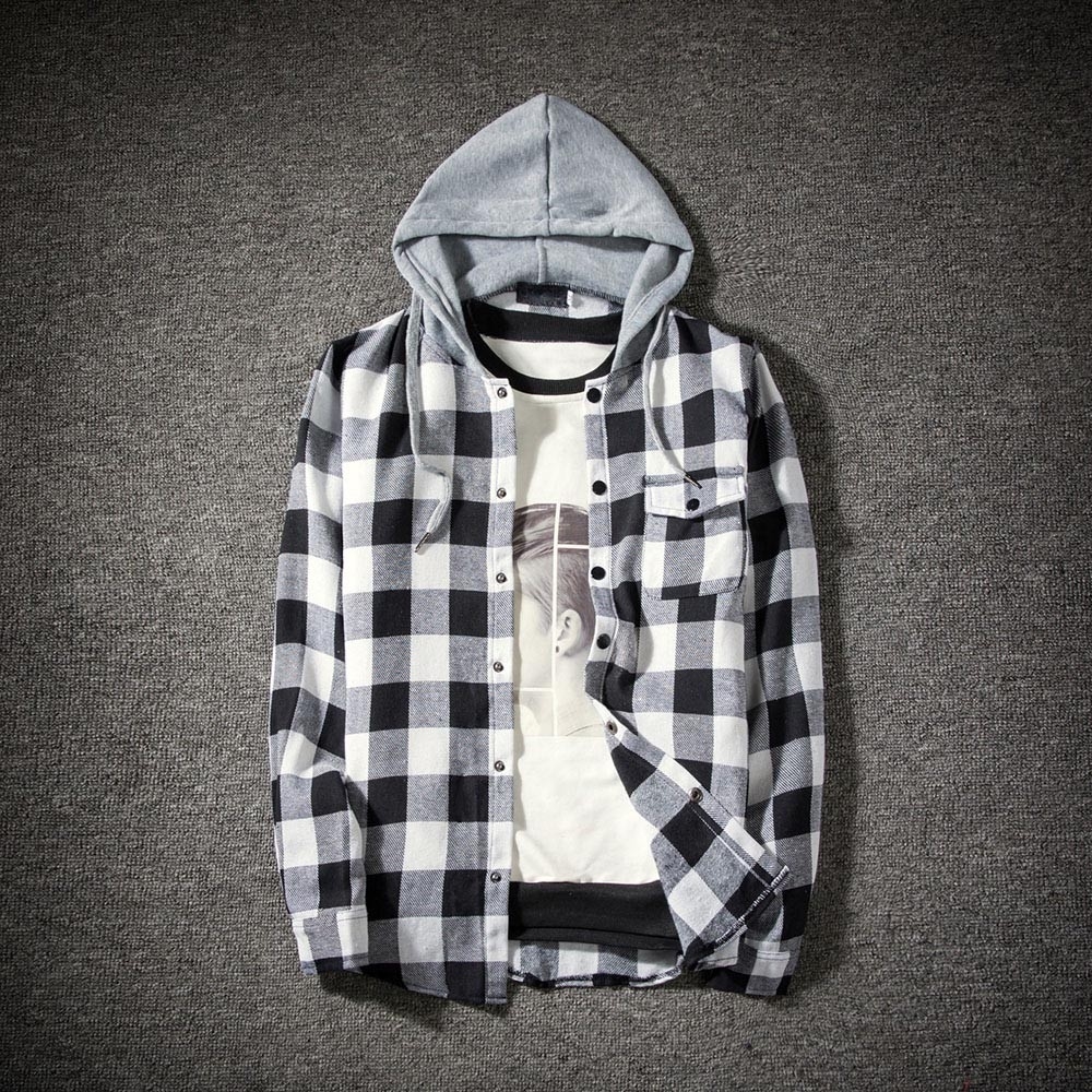 vetement femme 2019 hoodies Tracksuit Men's Autumn Casual Plaid Shirts Long Sleeve Pullover Shirt Top Hooded Blouse Sportswear V191019