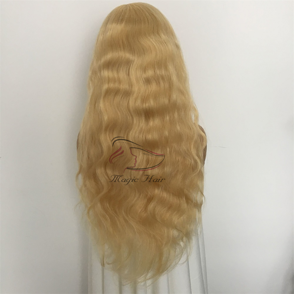Full Lace Human Hair Wigs Brazilian Light Blonde Human Hair Color 613# Body wave Thick Glueless Lace Front Wigs With Baby Hair