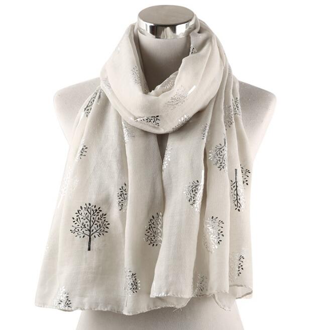 Spring and summer camphor tree hot silver printing scarf ladies sun shawl scarf WY268