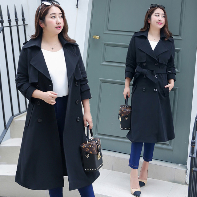 Women Classic Solid Black Long Trench Coat Female Doube Breasted Trench Sashes Korean Style Autumn Notched Oversized Outerwear
Women Classic Solid Black Long Trench Coat Female Doube Breasted Trench Sashes Korean Style Autumn Notched Oversized Outerwear