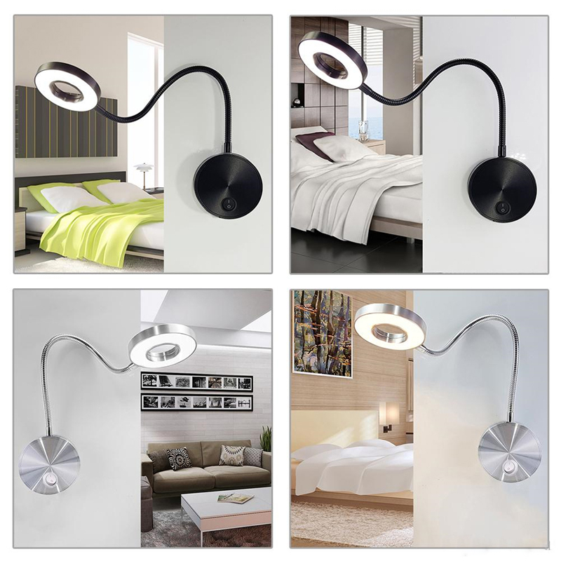 Book Lights 5W LED Hoses Wall Lamp Flexible Home Hotel Bedside Reading Lamp Modern Fashion Aluminum LED Bulbs