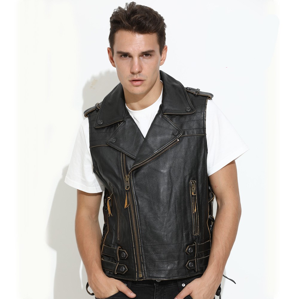2020 Vintage Black Men Slim Fit Biker' Leather Vest Plus Size 3XL Genuine Cowhide Autumn American Motorcycle Vest FREE SHIPPING
2020 Vintage Black Men Slim Fit Biker' Leather Vest Plus Size 3XL Genuine Cowhide Autumn American Motorcycle Vest FREE SHIPPING