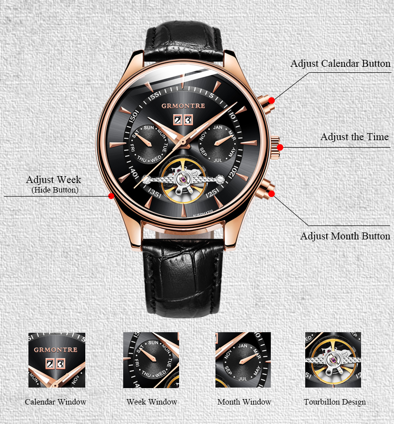 Relogio Masculino Automatic Watches For Men Mechanical Skeleton Fashion Watch Black Clock Erkek Kol Saati Reloj Hombre Grmontre Y19052004